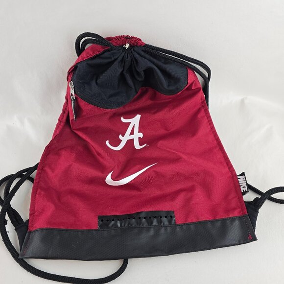 Nike Alabama Crimson Tide Gym Sack Drawstring Backpack Red Black Logo Bag Gently - Picture 1 of 8